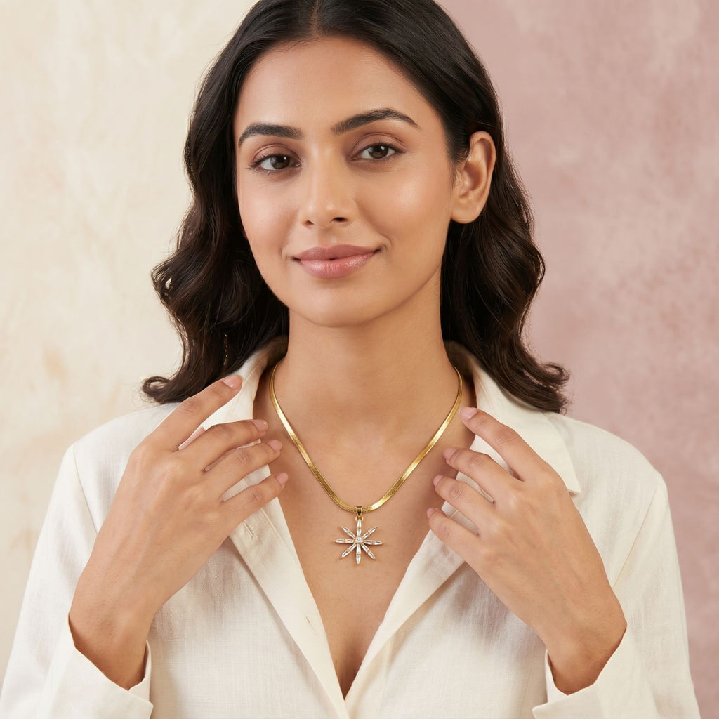 Snow Bloom Pendent Necklace Anti Tarnish