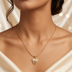 Double Flower Pendent Necklace Anti Tarnish