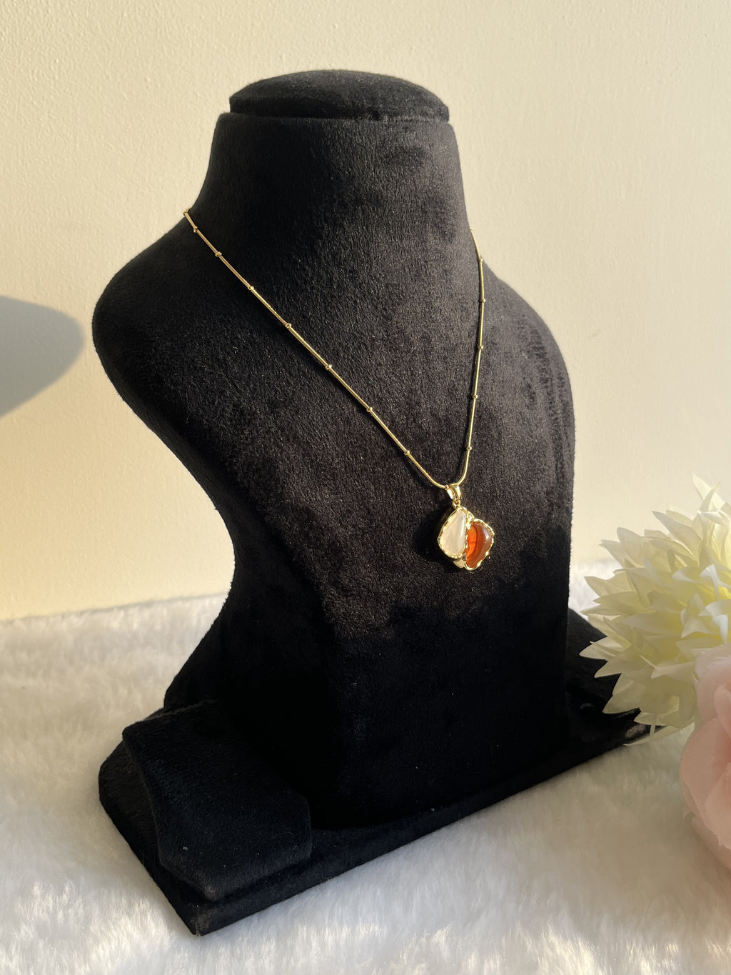 Double Marble Pendet Necklace Anti Tarnish