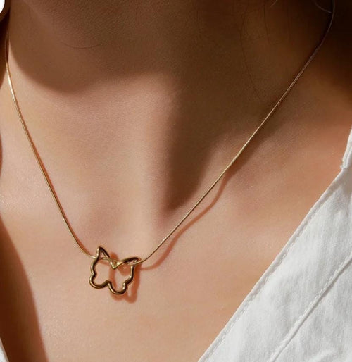 Butterfly Pendent Necklace Anti Tarnish