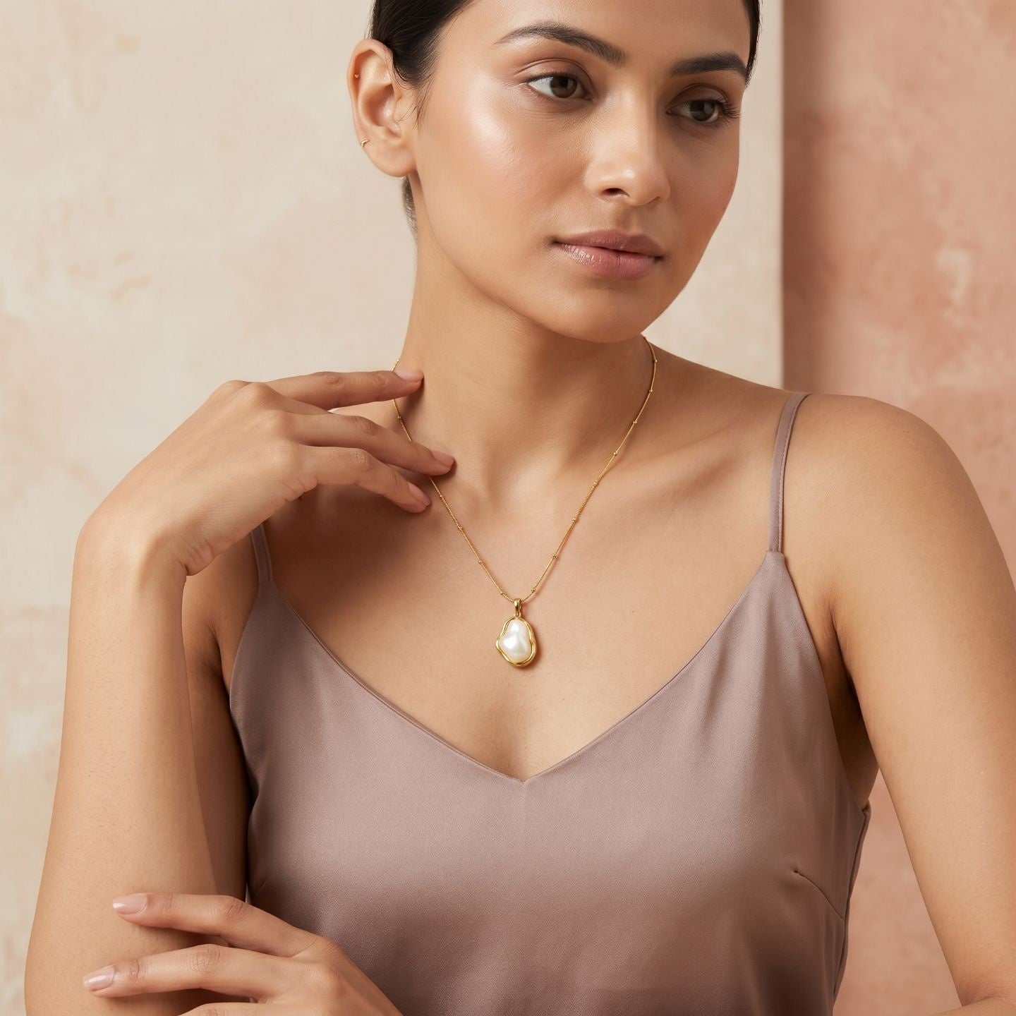 Moon Drop Pendent Necklace Anti Tarnish
