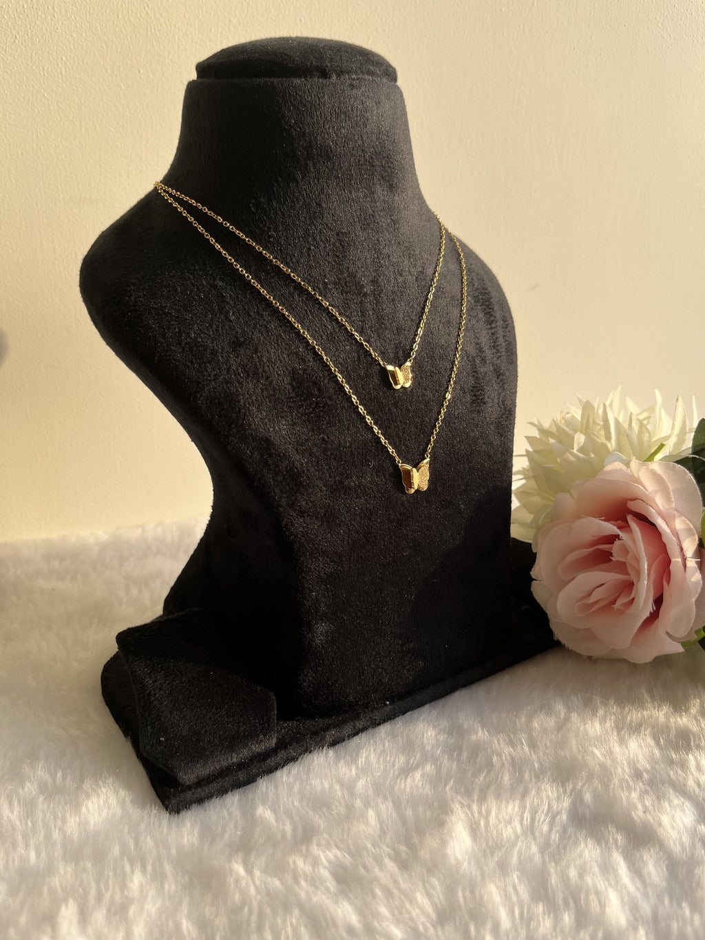 Double Chain Butterfly Necklace Anti Tarnish