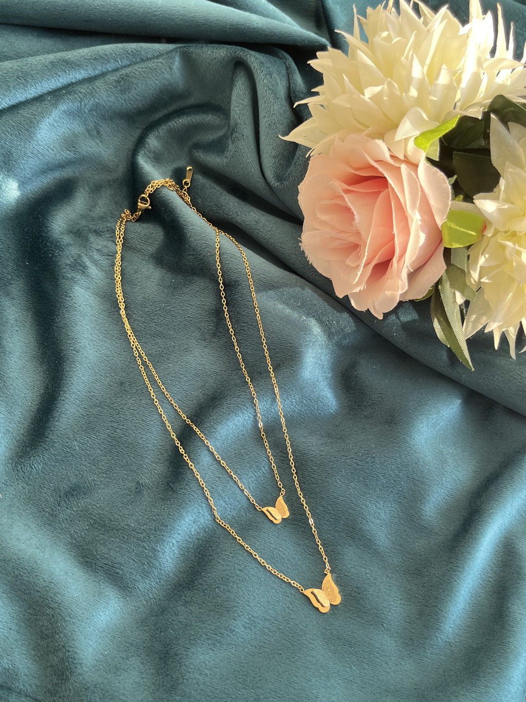 Double Chain Butterfly Necklace Anti Tarnish