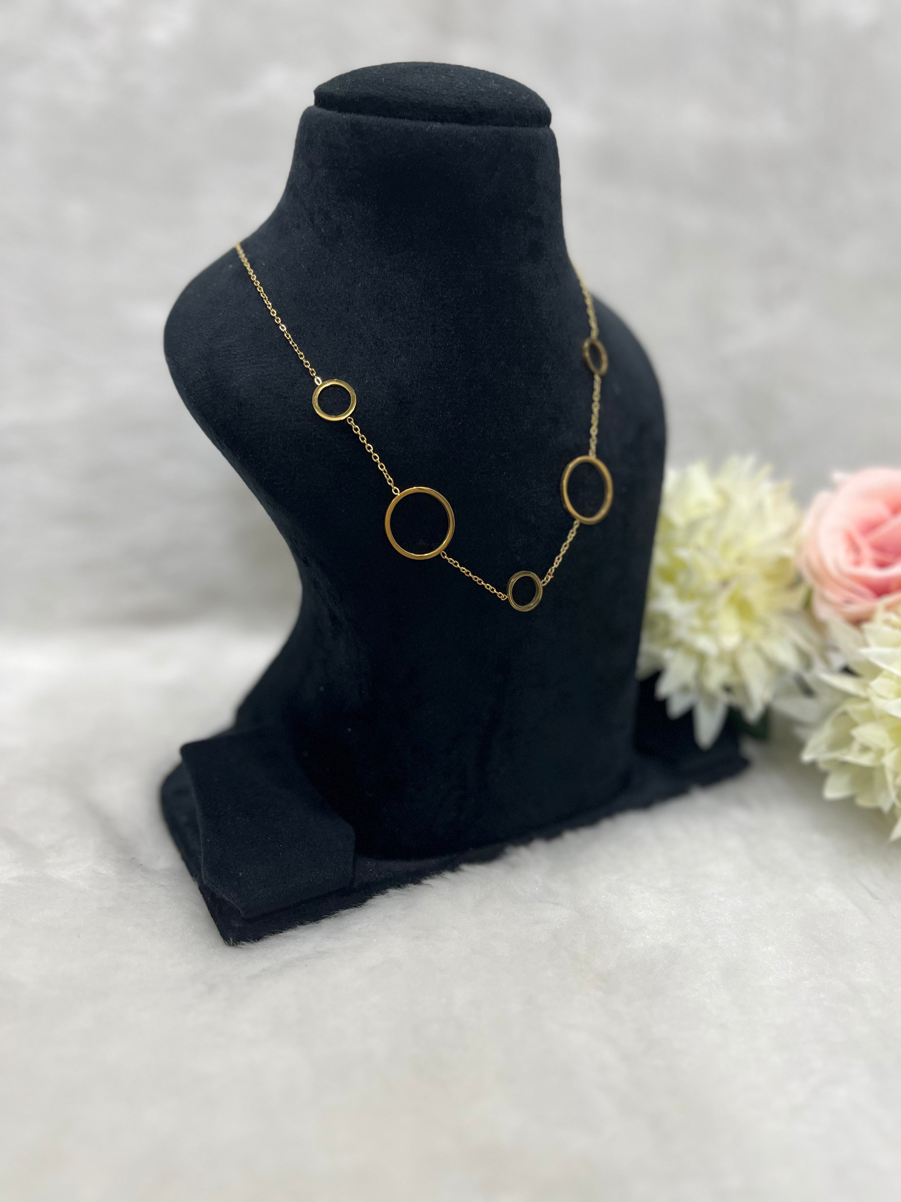 Ring Chain Pendent Necklace Anti Tarnish