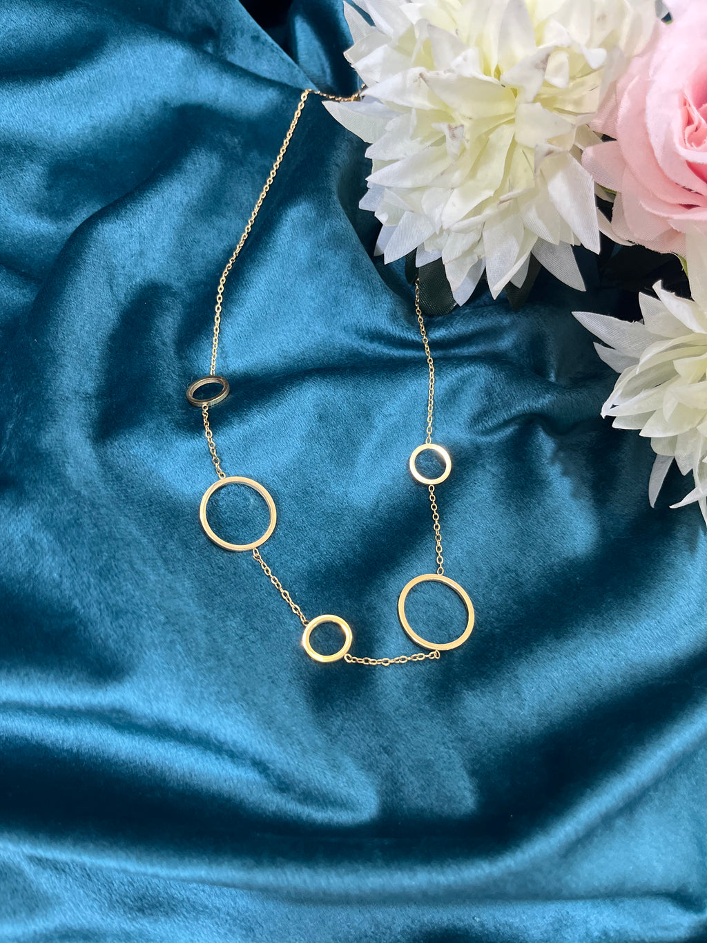 Ring Chain Pendent Necklace Anti Tarnish
