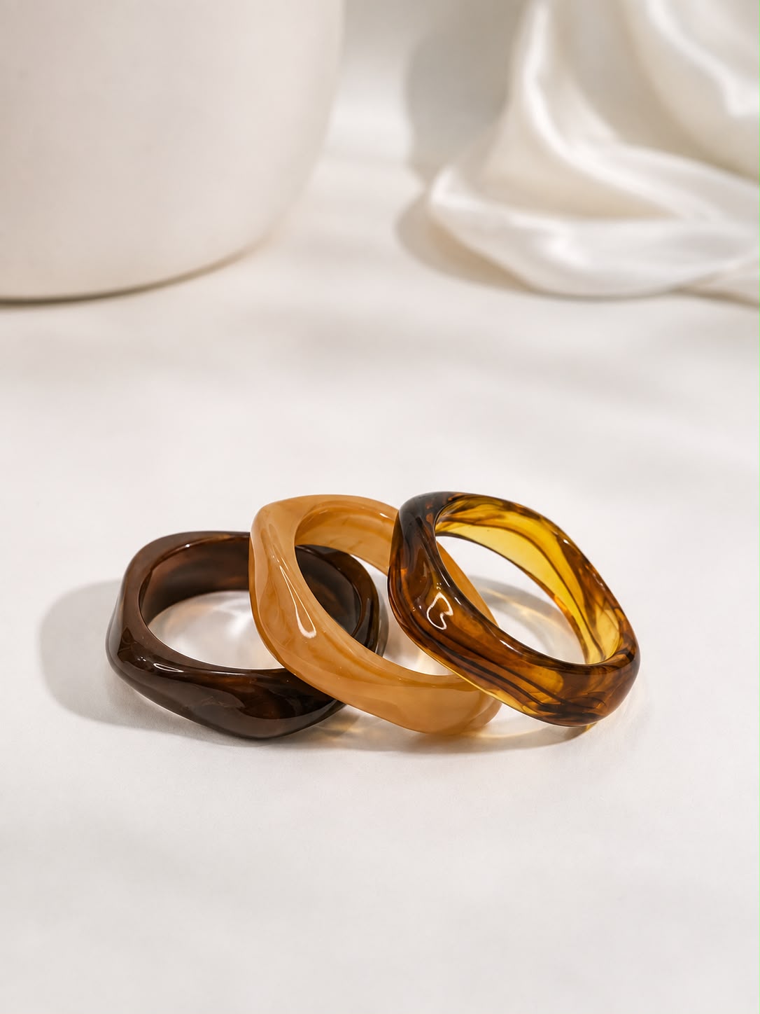 Brown & Amber Bangle Stack for Women [Set Of 3]
