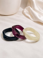 Deep Blue, Purple & Ivory Bangle Stack for Women [Set Of 3]