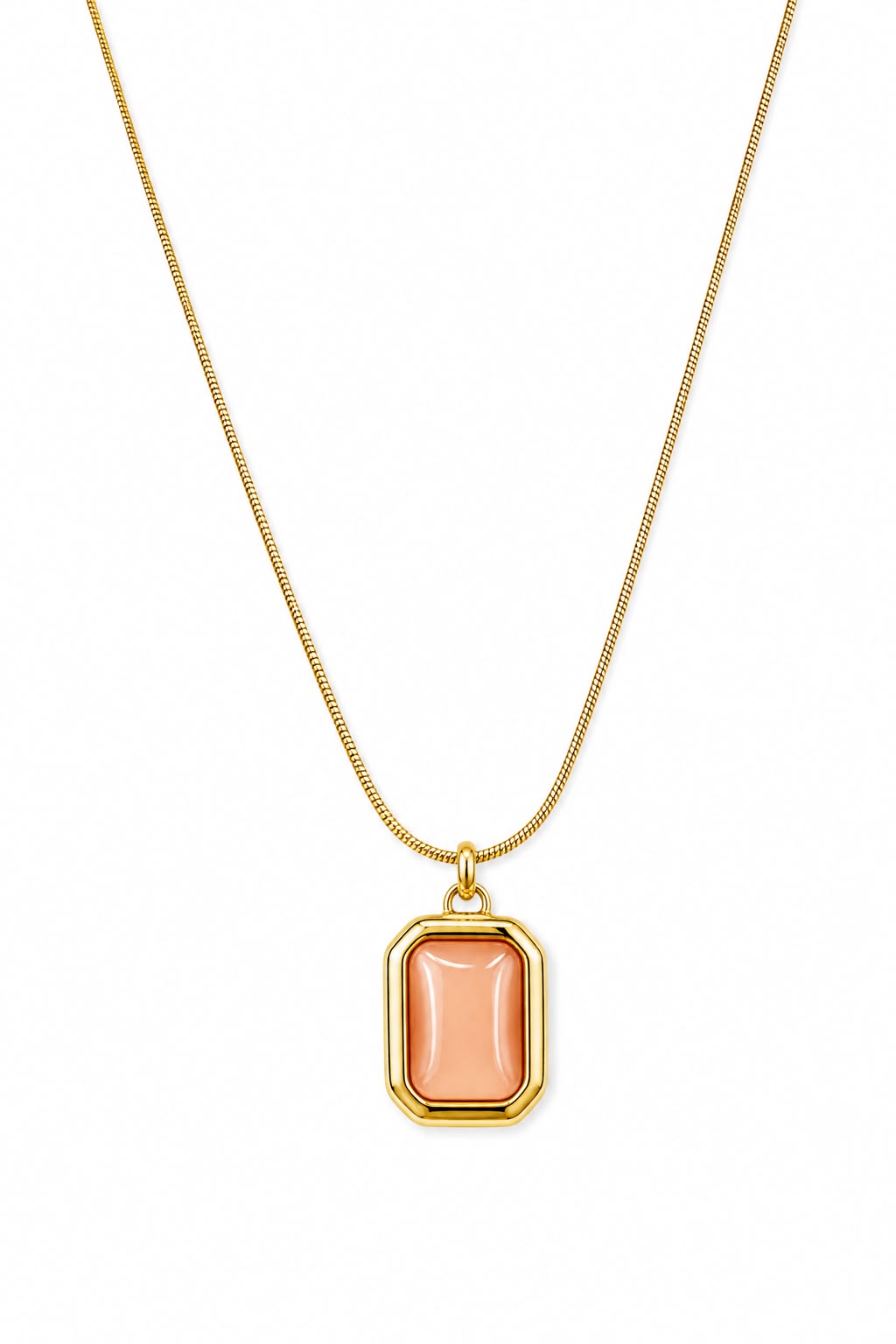 Peach Stone Pendant Necklace