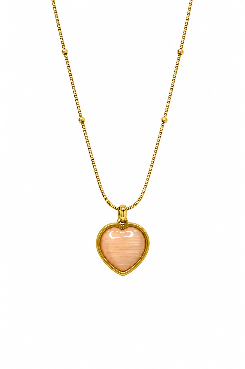 Peach Heart Pendant Necklace