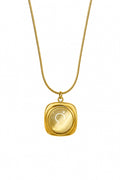 Golden Round Stone Pendant Necklace