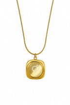 Golden Round Stone Pendant Necklace