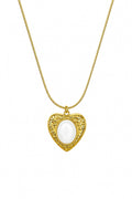 White Heart Stone Pendant Necklace