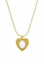 White Heart Stone Pendant Necklace