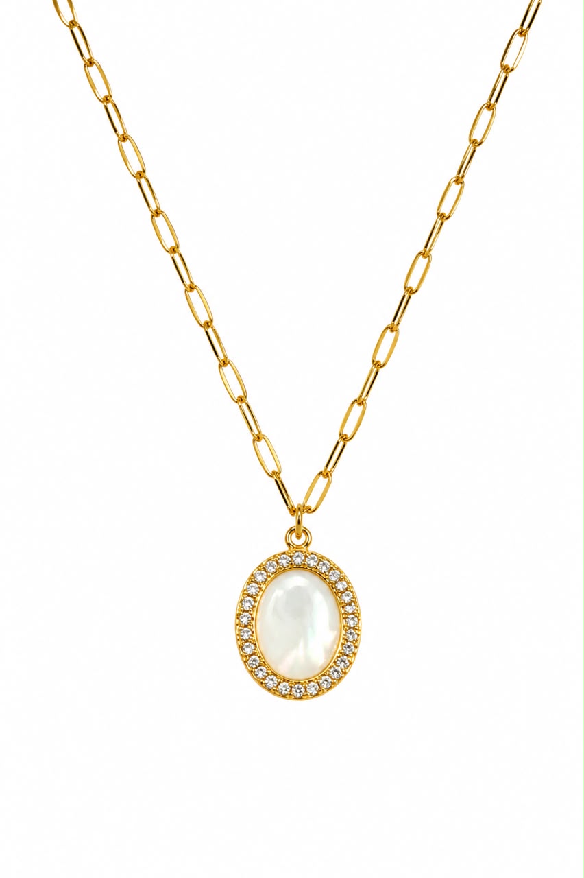 Pearl Oval Pendant Necklace
