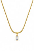 Crystal Rectangle Pendant Necklace