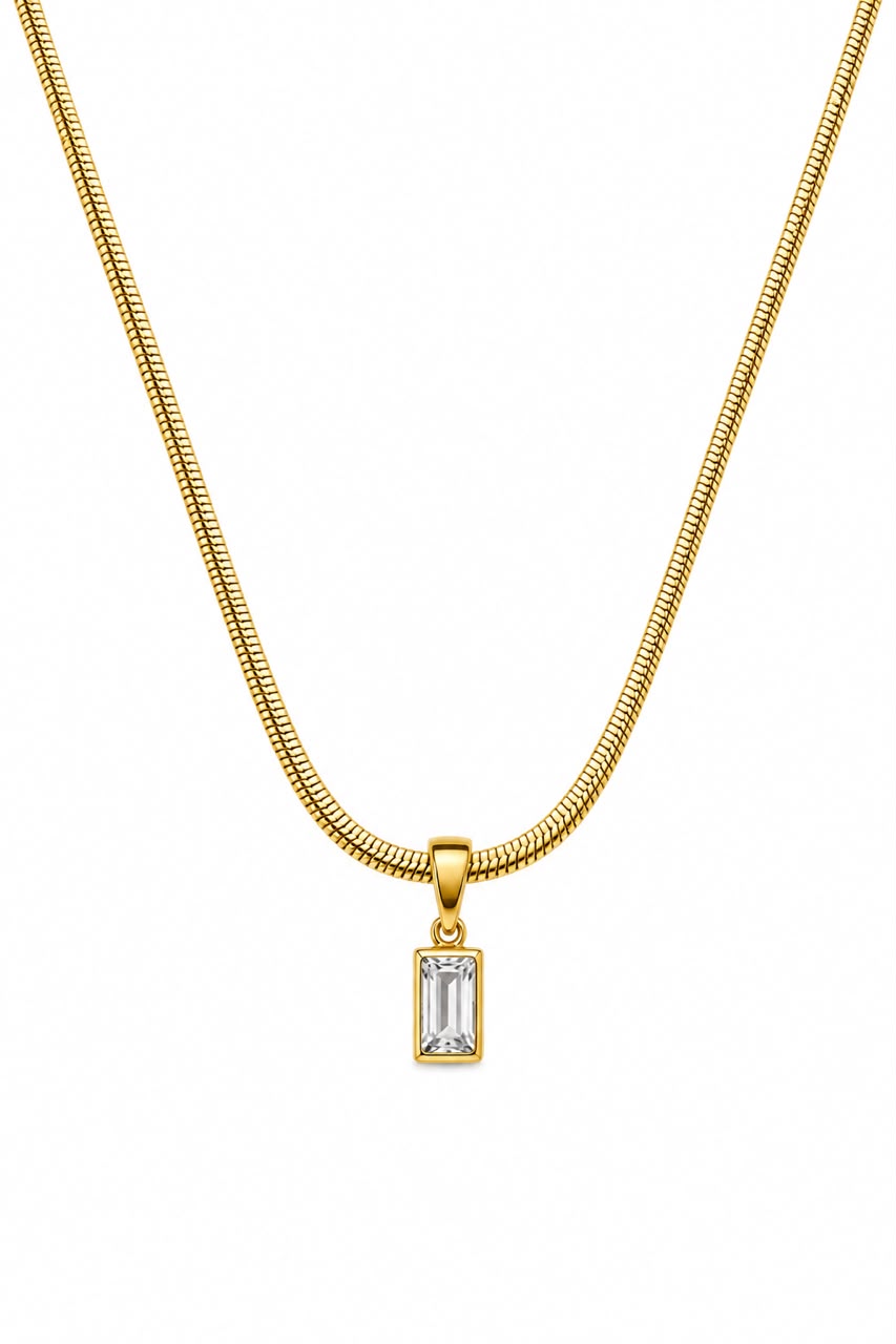 Crystal Rectangle Pendant Necklace