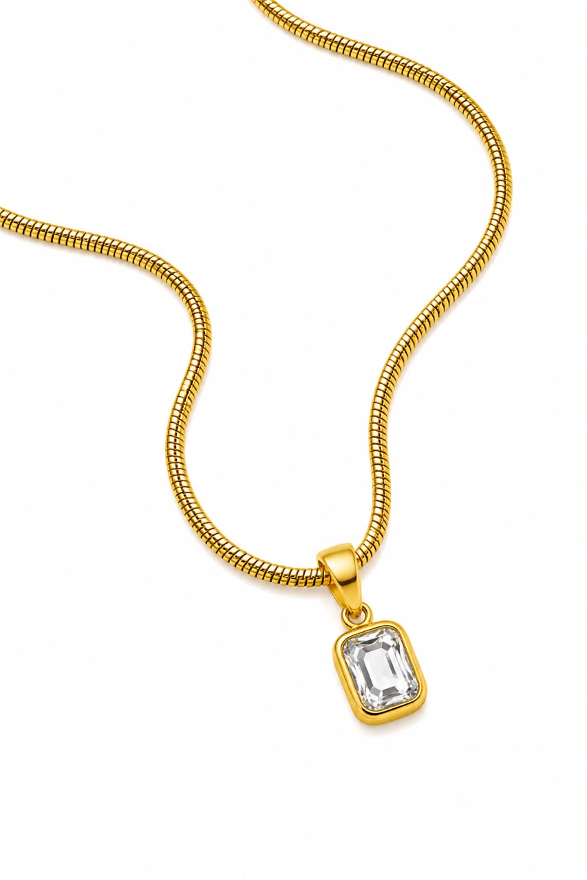Rectangular Crystal Pendant Necklace