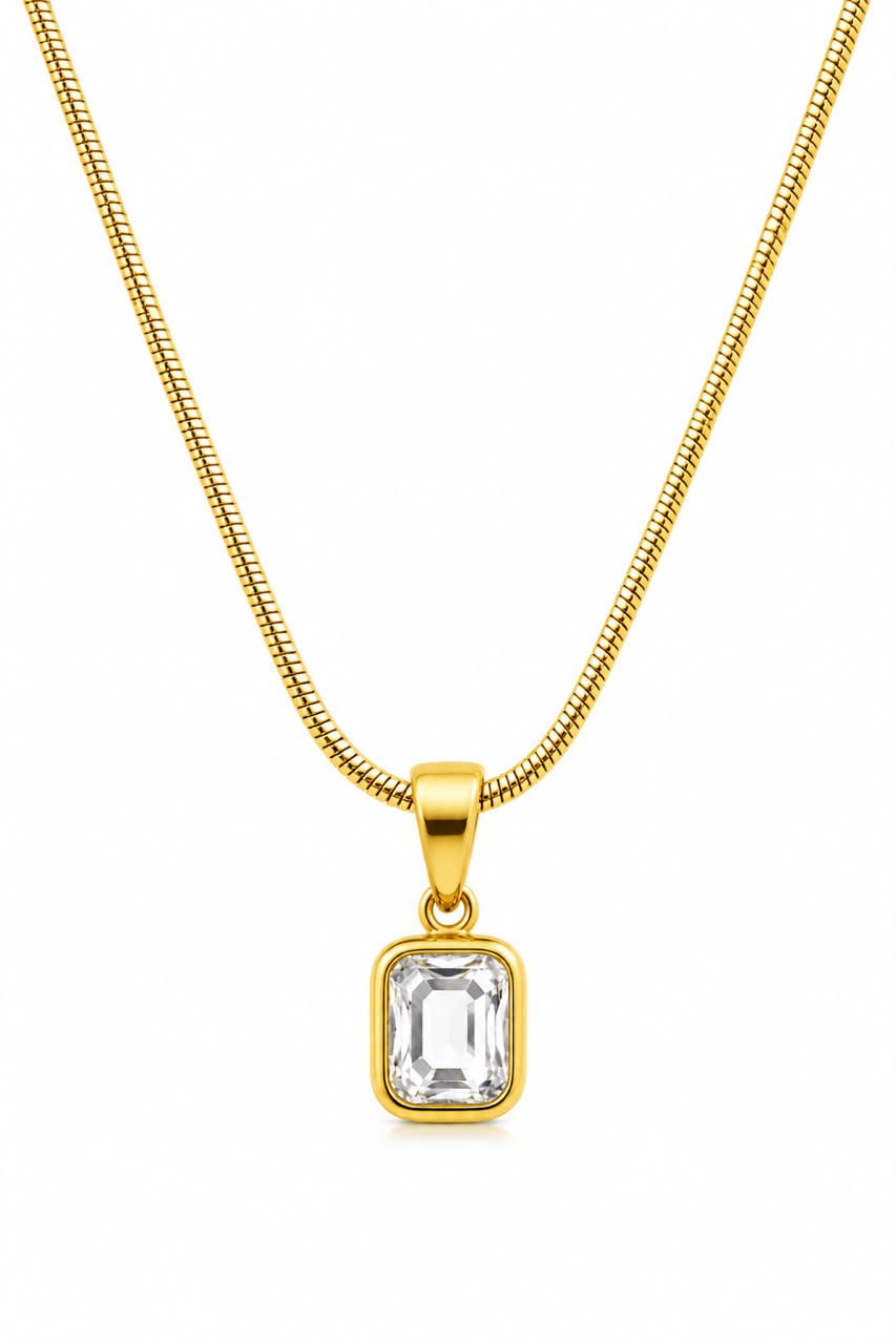 Rectangular Crystal Pendant Necklace