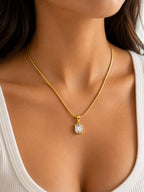 Rectangular Crystal Pendant Necklace