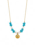 Blue Turquoise Shell Pendant Necklace