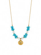 Blue Turquoise Shell Pendant Necklace