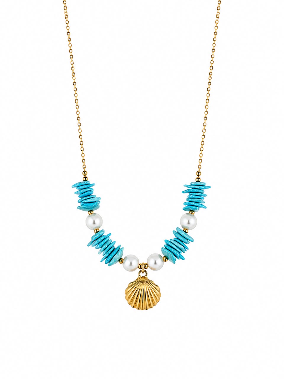 Blue Turquoise Shell Pendant Necklace