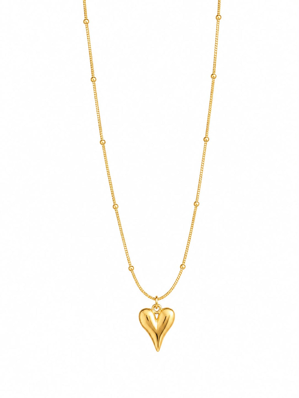 Heart Pendant Necklace with Beaded Chain