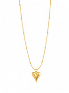 Heart Pendant Necklace with Beaded Chain