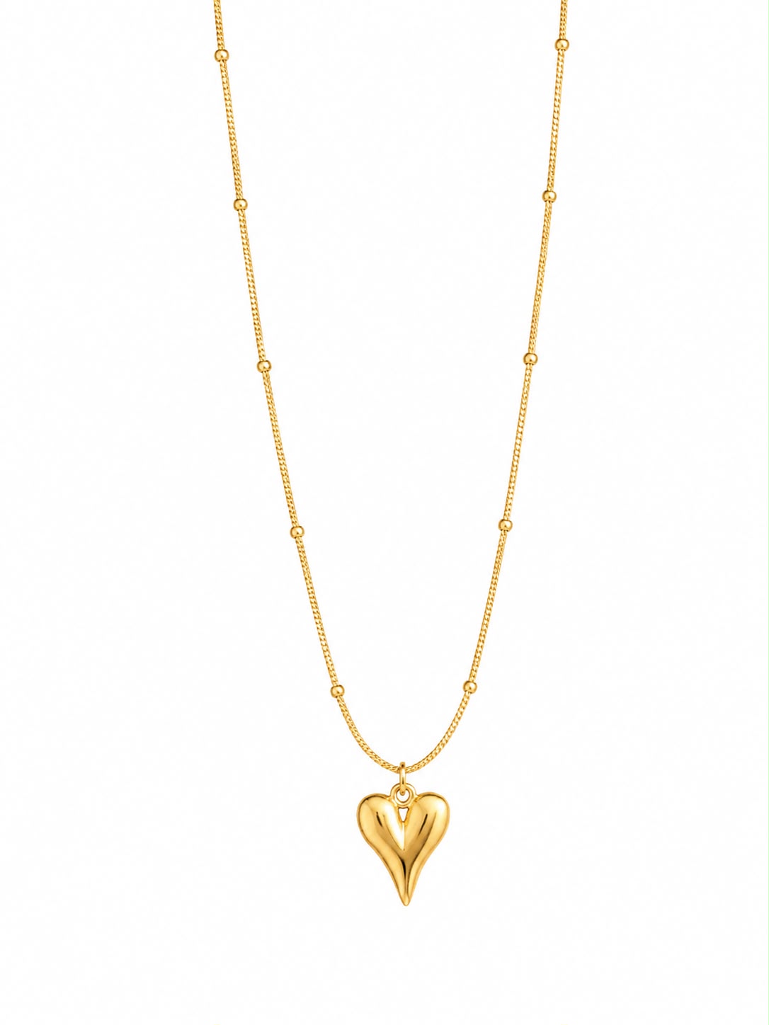 Heart Pendant Necklace with Beaded Chain