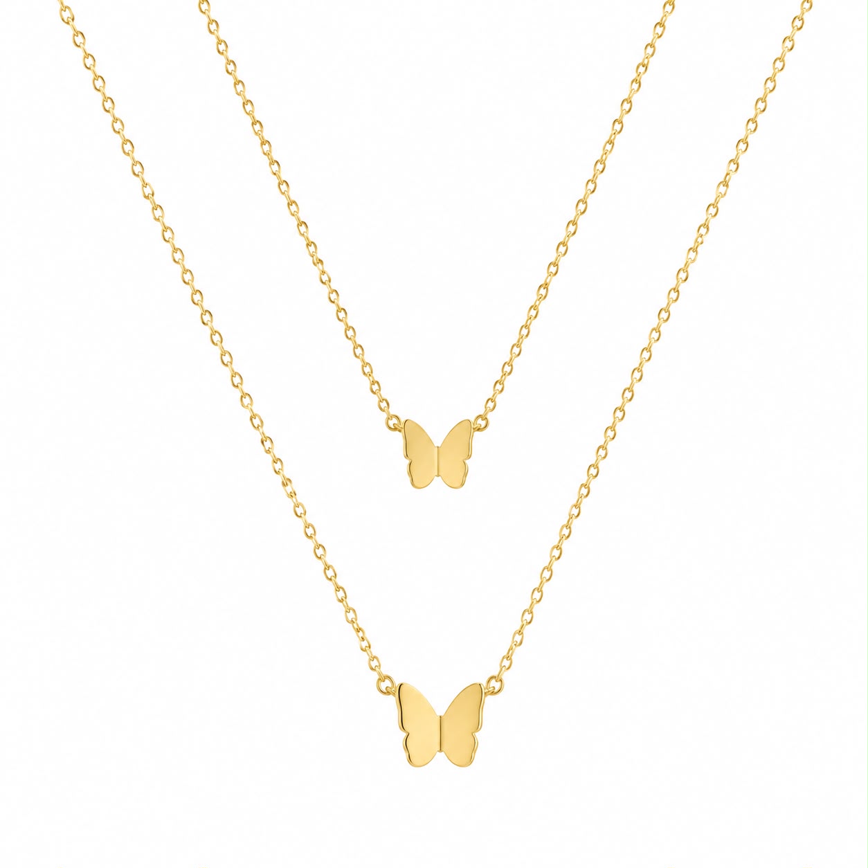Double Butterfly Layered Necklace
