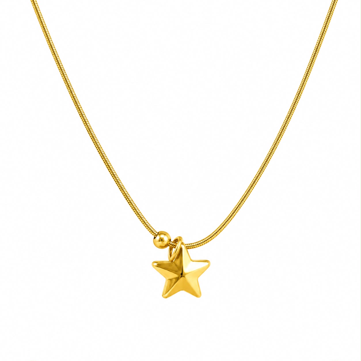 Star Pendant Necklace with Beaded Chain