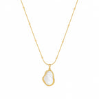 White Pearl Pendant Necklace with Beaded Chain