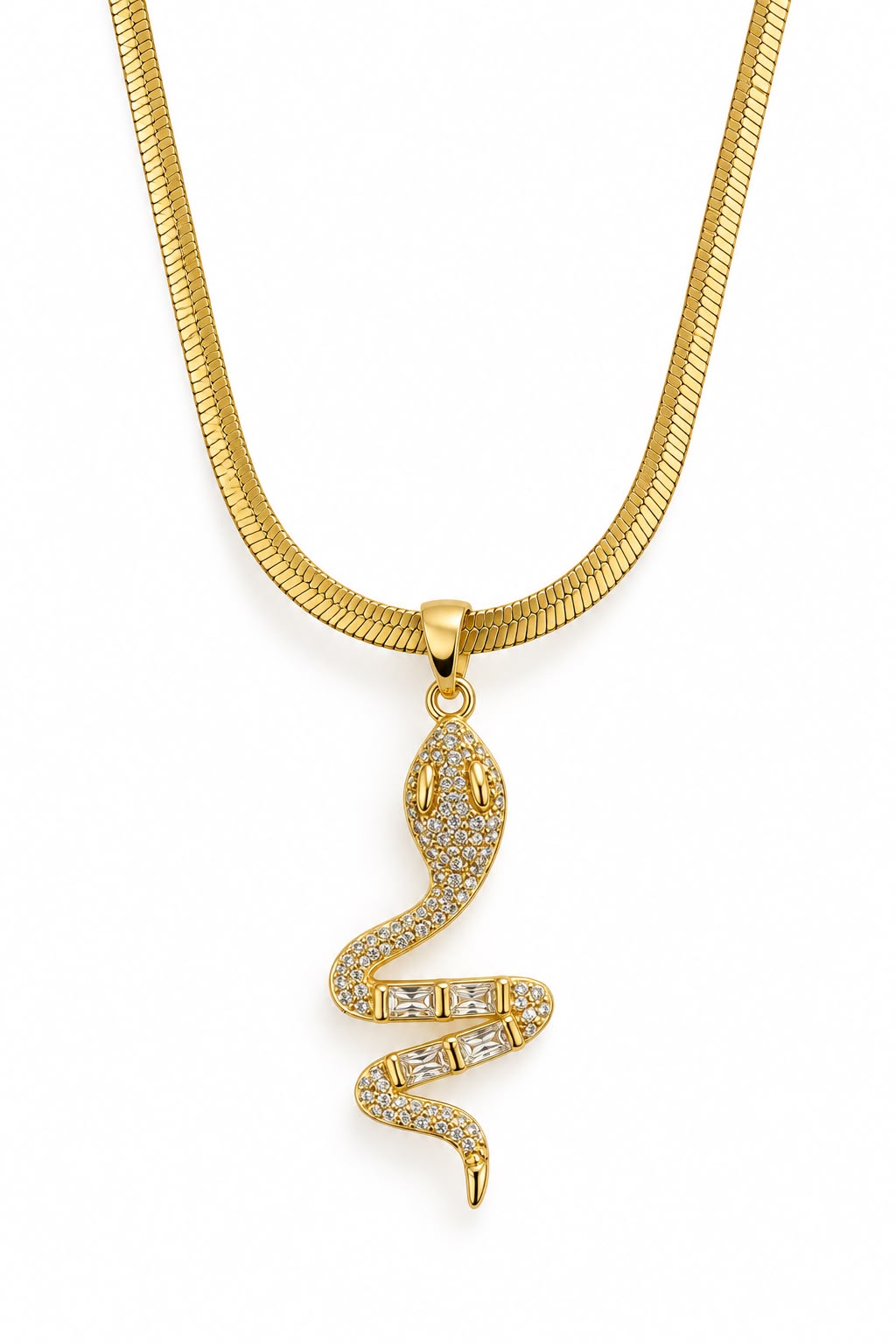 Snake Pendant Necklace – Anti Tarnish Gold Plated Necklace for Women