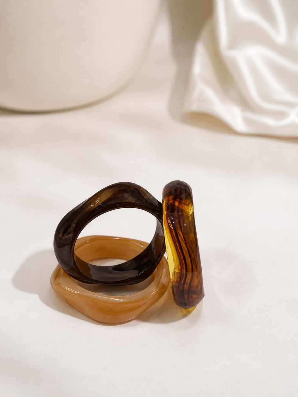 Brown & Amber Bangle Stack for Women [Set Of 3]