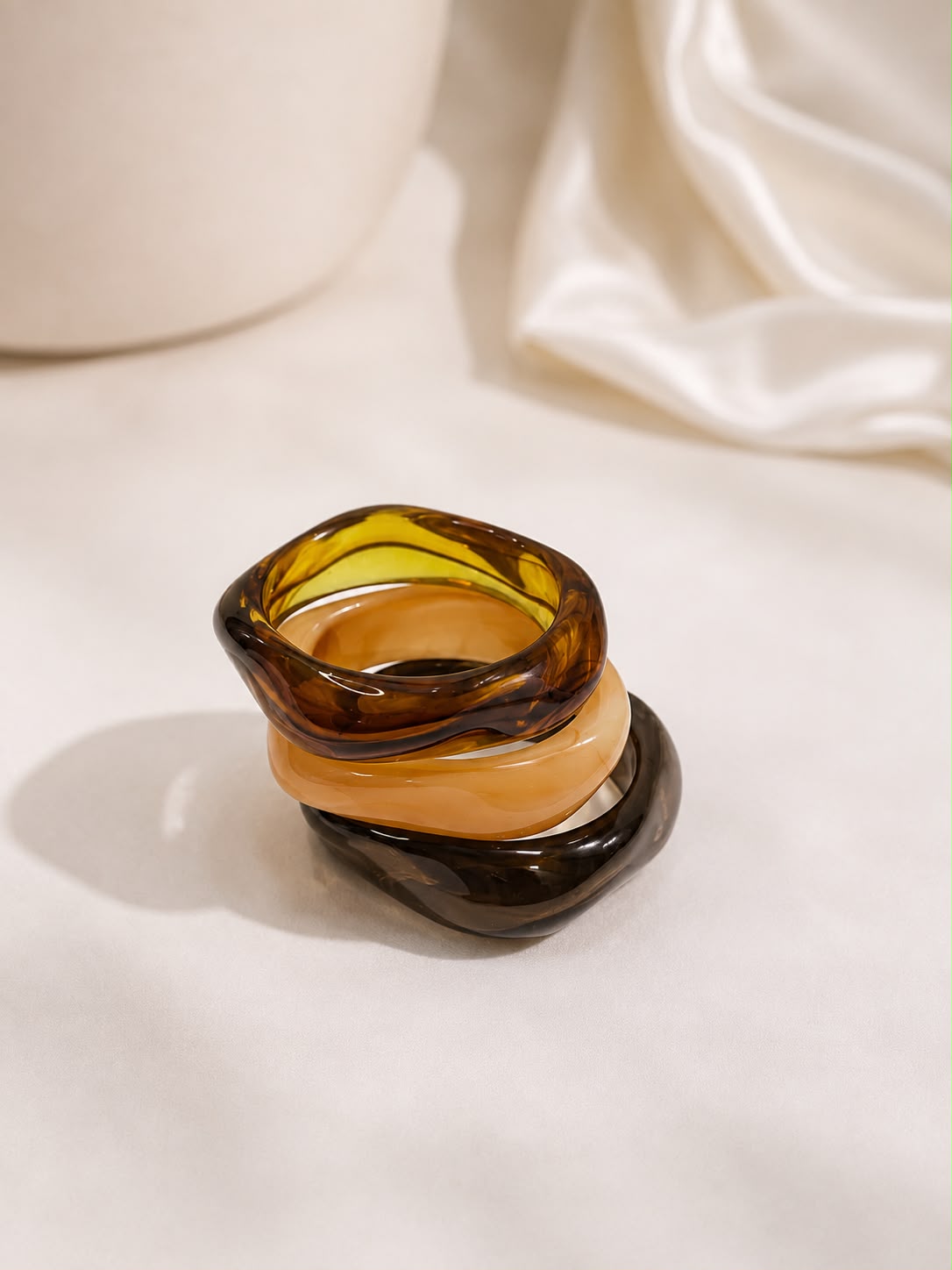 Brown & Amber Bangle Stack for Women [Set Of 3]