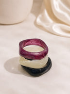 Deep Blue, Purple & Ivory Bangle Stack for Women [Set Of 3]