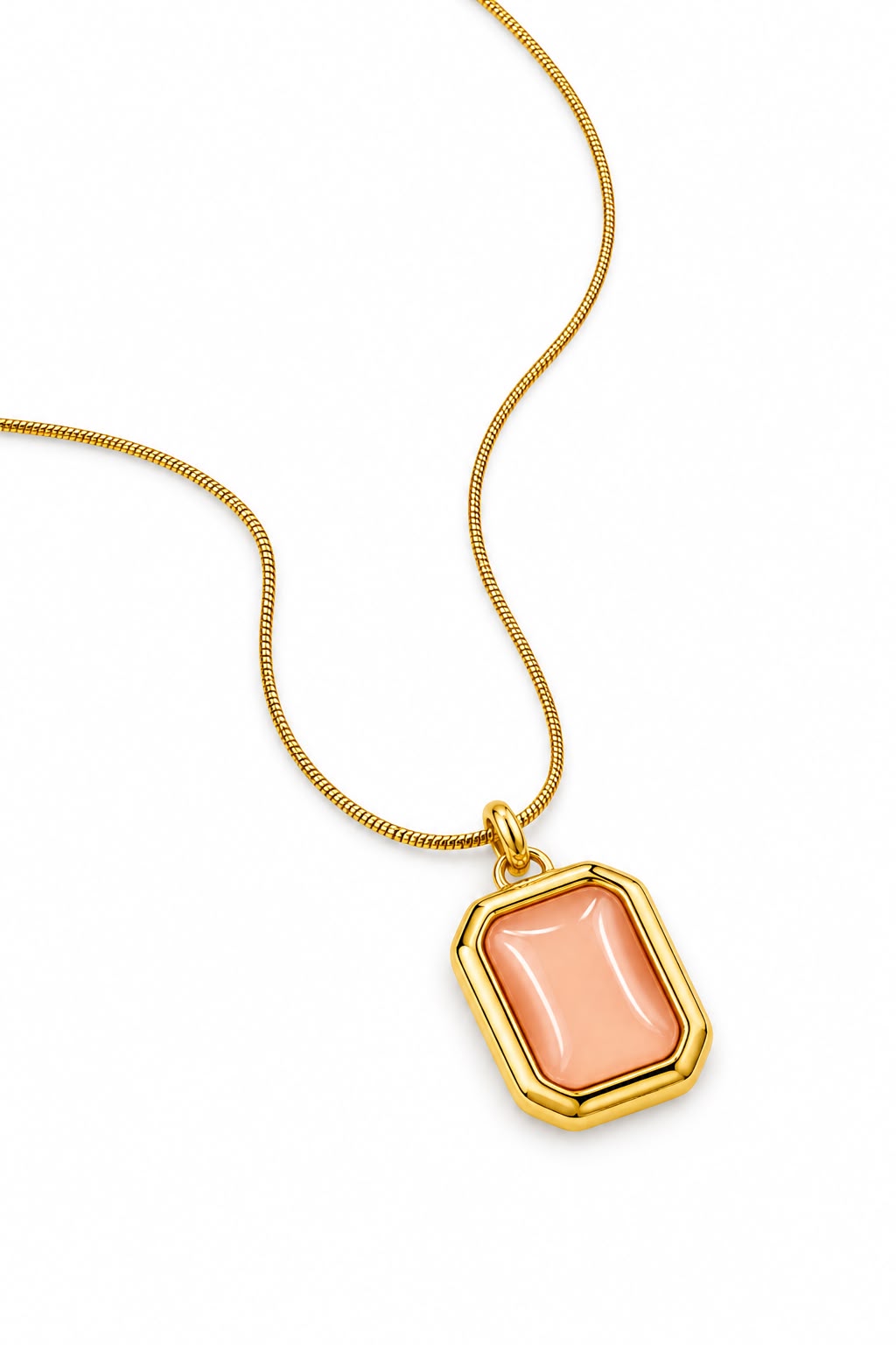 Peach Stone Pendant Necklace