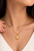 Peach Stone Pendant Necklace
