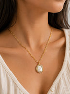 Pearl Oval Pendant Necklace