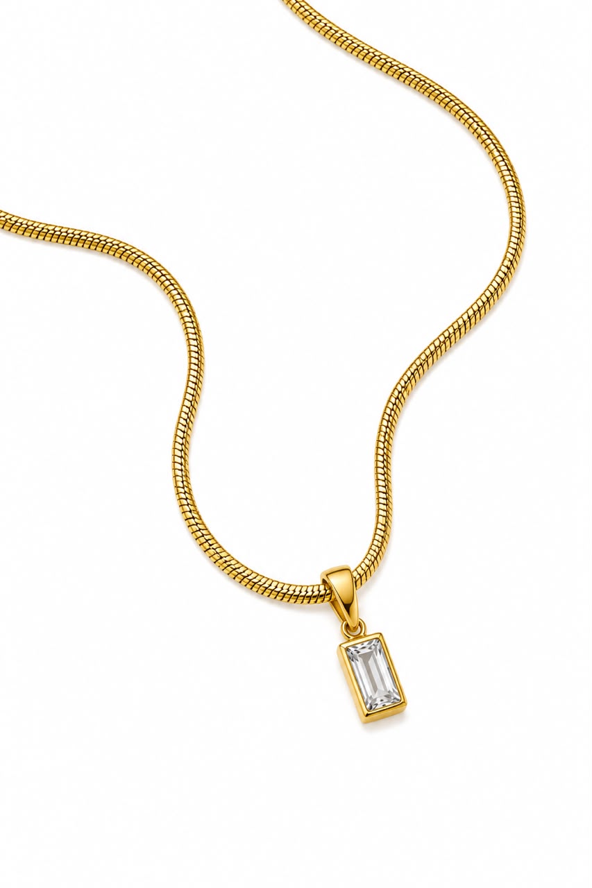 Crystal Rectangle Pendant Necklace
