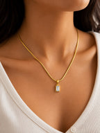 Crystal Rectangle Pendant Necklace