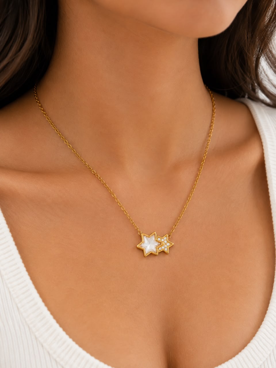 Double Star Pendant Necklace