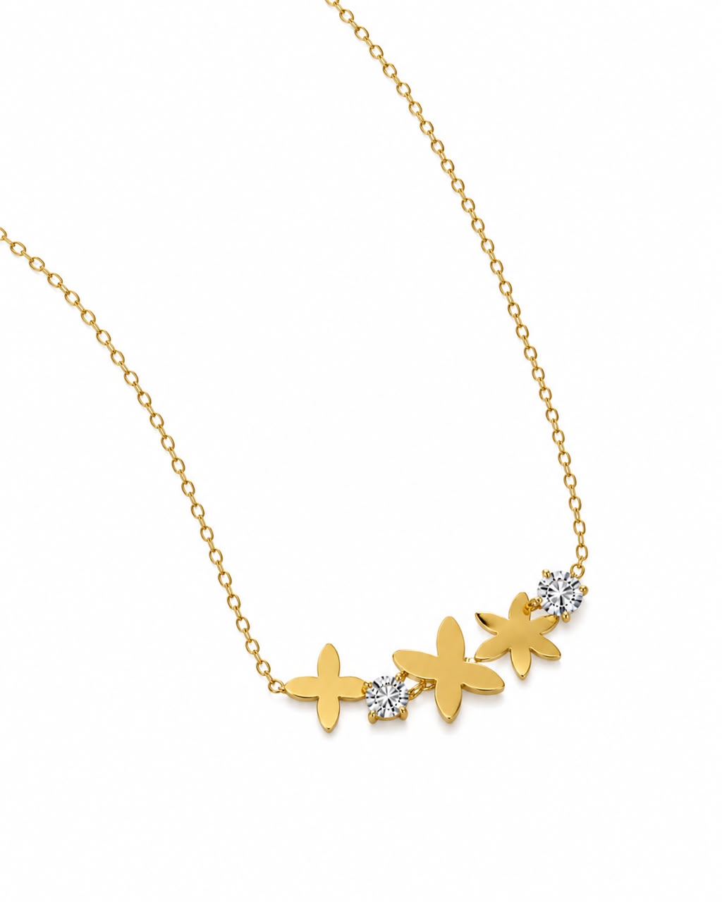 Floral Butterfly Necklace with Crystal Accents