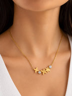 Floral Butterfly Necklace with Crystal Accents