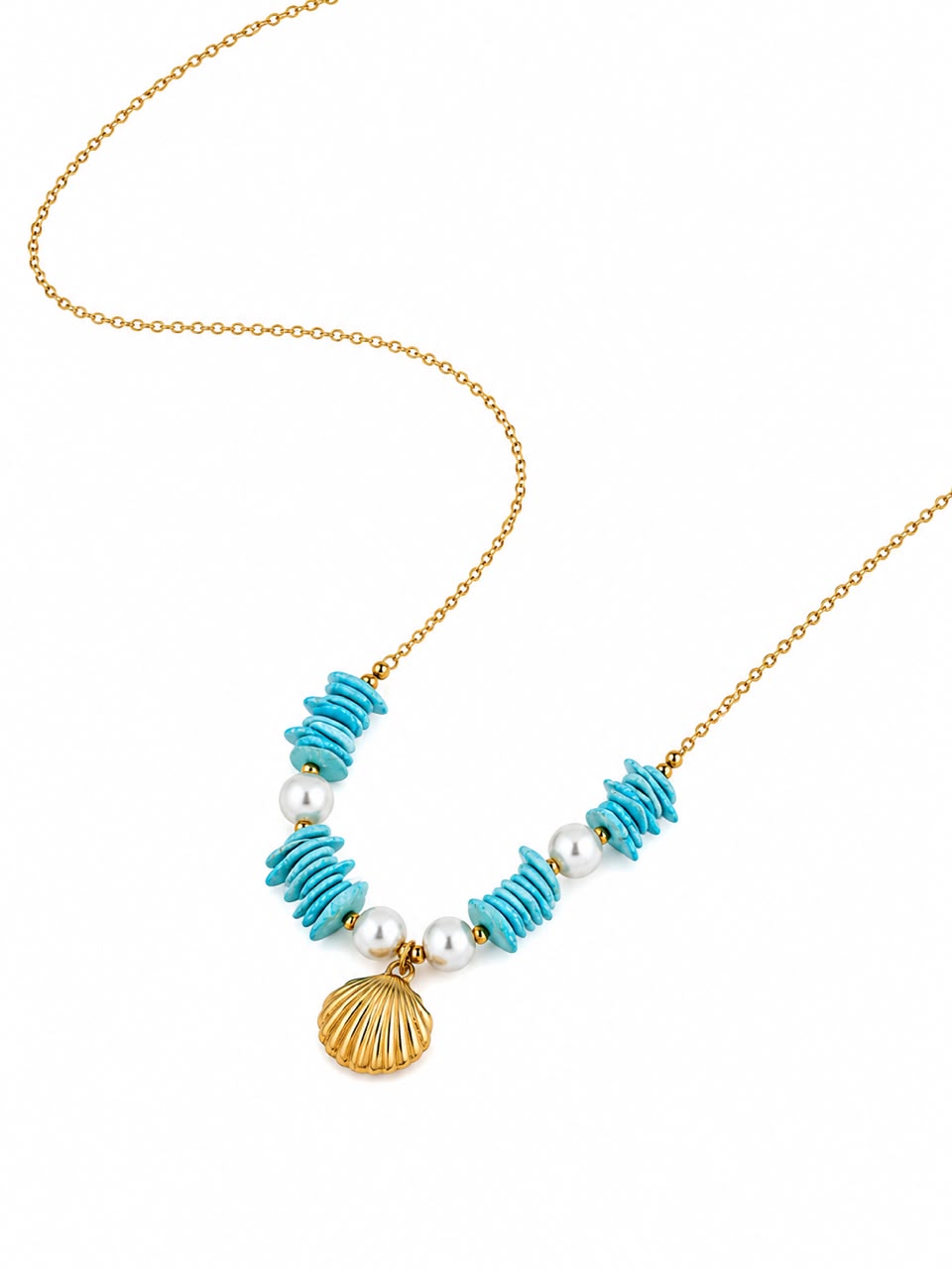 Blue Turquoise Shell Pendant Necklace