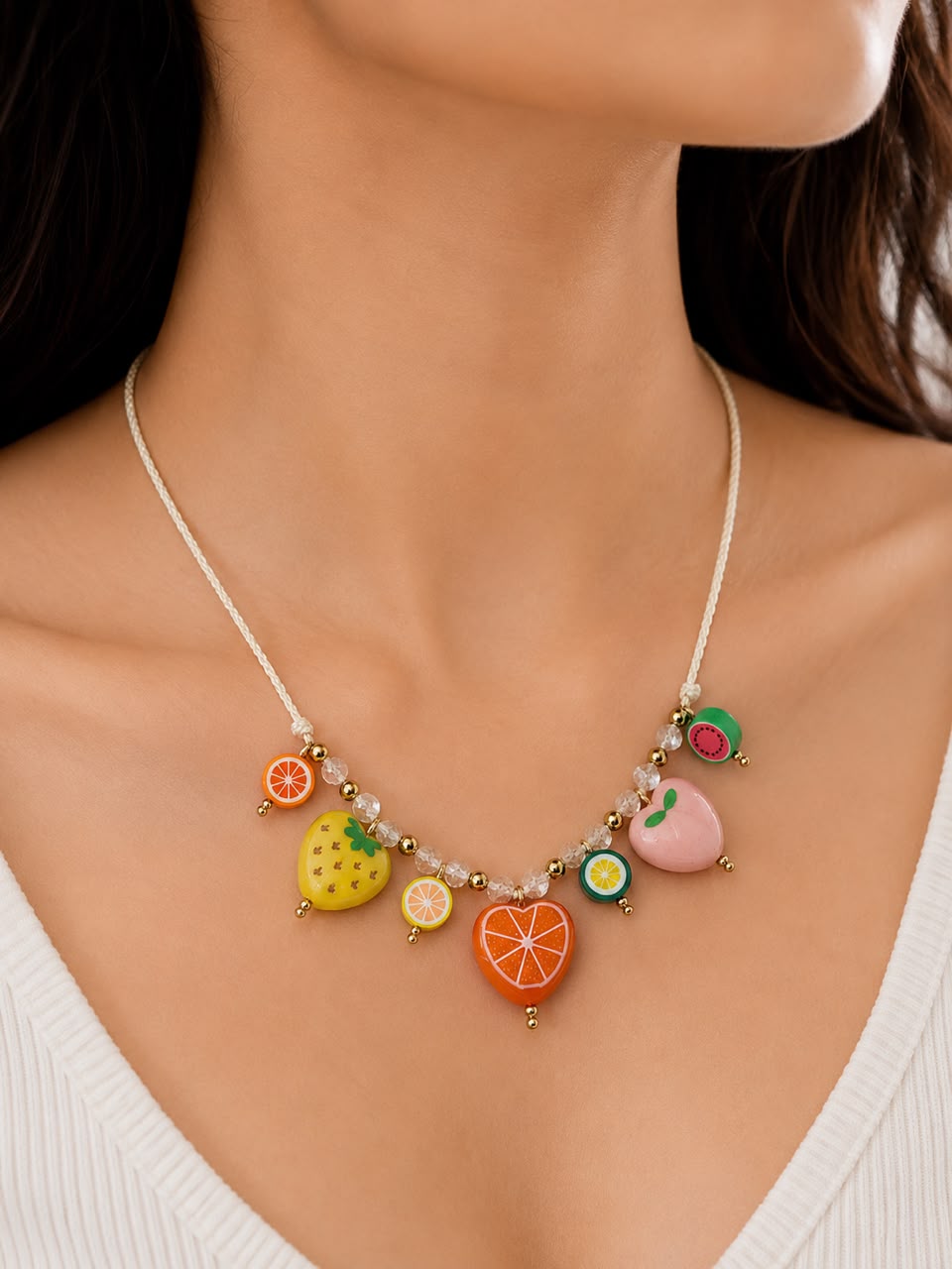 Colorful Fruit Charm Necklace