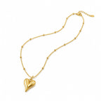 Heart Pendant Necklace with Beaded Chain