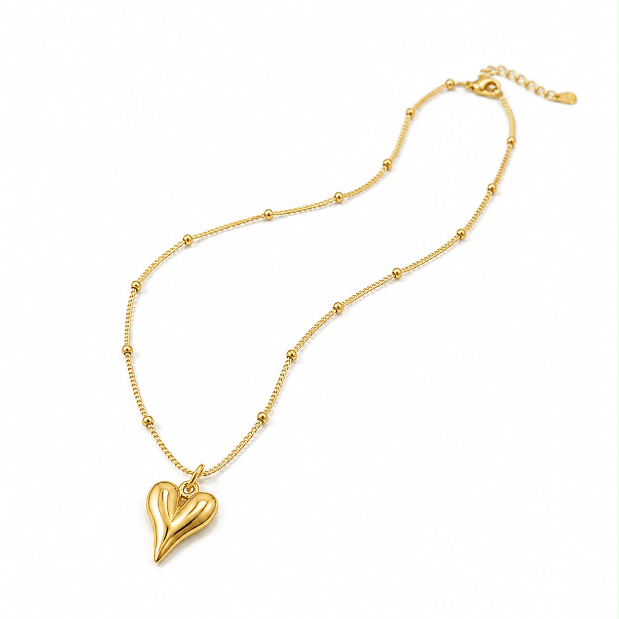 Heart Pendant Necklace with Beaded Chain