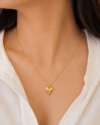 Heart Pendant Necklace with Beaded Chain