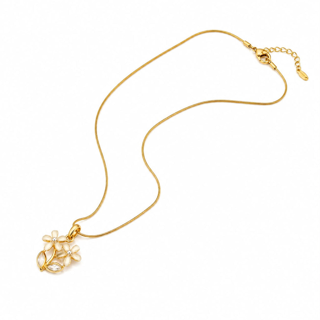 White Floral Pendant Necklace